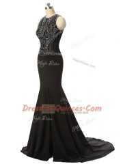 Sleeveless Brush Train Side Zipper Beading