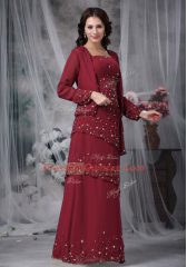 Fine Chiffon Sleeveless Floor Length Prom Dresses and Beading
