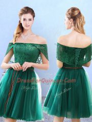 Green V-neck Backless Lace Quinceanera Court Dresses Half Sleeves