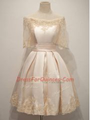 Glamorous Half Sleeves Zipper Knee Length Lace Court Dresses for Sweet 16