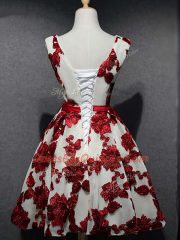 Top Selling White And Red Scoop Neckline Lace and Appliques Evening Dress Sleeveless Lace Up