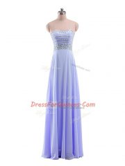 Custom Designed Lavender Empire Beading Prom Evening Gown Zipper Chiffon Sleeveless Floor Length