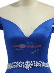Edgy Royal Blue Sleeveless Beading Zipper Dress for Prom