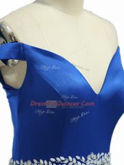 Edgy Royal Blue Sleeveless Beading Zipper Dress for Prom