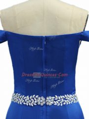 Edgy Royal Blue Sleeveless Beading Zipper Dress for Prom