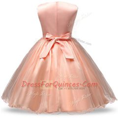 Eye-catching Sleeveless Belt and Hand Made Flower Zipper Flower Girl Dresses for Less