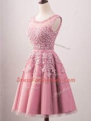 Scoop Sleeveless Tulle Dama Dress Lace Lace Up