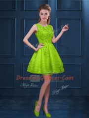 Sleeveless Lace and Ruffled Layers Zipper Vestidos de Damas