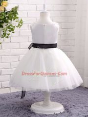 Classical Mini Length Ball Gowns Sleeveless White Flower Girl Dresses Zipper
