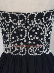 Discount Black Empire Chiffon Sweetheart Sleeveless Beading Floor Length Zipper Prom Gown
