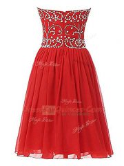 Knee Length Lace Up Prom Gown Black for Prom with Beading
