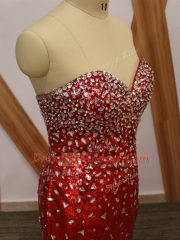High Class Red Homecoming Dress Prom and Party and Military Ball with Beading Sweetheart Sleeveless Zipper
