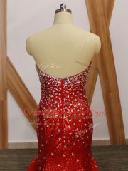 High Class Red Homecoming Dress Prom and Party and Military Ball with Beading Sweetheart Sleeveless Zipper