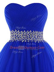 Smart Royal Blue Lace Up Sweetheart Beading and Ruffles Homecoming Dress Tulle Sleeveless