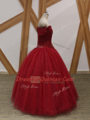 On Sale Floor Length Ball Gowns Sleeveless Wine Red Prom Evening Gown Lace Up