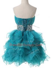 Fashionable Organza Sleeveless Prom Dresses and Beading and Ruffles and Ruching
