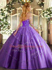 Gorgeous Lavender Quinceanera Gowns Military Ball and Sweet 16 and Quinceanera with Appliques and Embroidery Sweetheart Sleeveless Lace Up