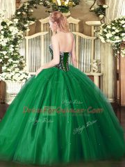 Floor Length Ball Gowns Sleeveless Dark Green Quinceanera Gowns Lace Up