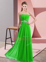 Dramatic Chiffon Strapless Sleeveless Lace Up Beading Prom Evening Gown in Green