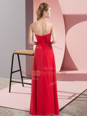 Dramatic Chiffon Strapless Sleeveless Lace Up Beading Prom Evening Gown in Green
