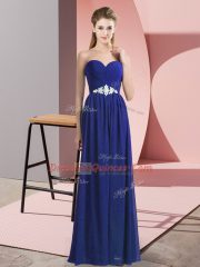 Chiffon Sweetheart Sleeveless Lace Up Beading Prom Gown in Blue