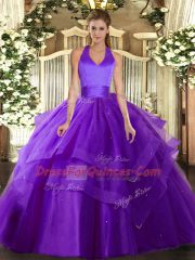 Sleeveless Lace Up Floor Length Ruffled Layers Quinceanera Dress