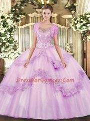 Amazing Sleeveless Clasp Handle Floor Length Beading and Appliques Sweet 16 Dress