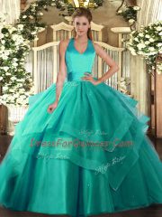 Graceful Sleeveless Ruffled Layers Lace Up 15th Birthday Dress