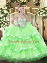 Attractive Zipper Sweet 16 Dress Beading and Ruffled Layers Sleeveless Floor Length