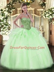 Trendy Floor Length Apple Green Ball Gown Prom Dress Sweetheart Sleeveless Lace Up