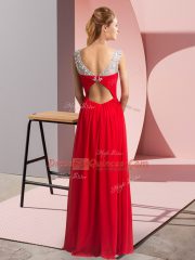 Great Blue Scoop Clasp Handle Beading Prom Dress Sleeveless