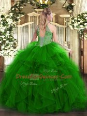 Latest Ruffles and Sequins 15 Quinceanera Dress Purple Lace Up Sleeveless Floor Length