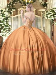 Shining Rust Red Off The Shoulder Neckline Beading Quinceanera Dresses Sleeveless Lace Up