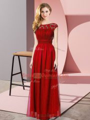 Gorgeous Floor Length Empire Sleeveless Wine Red Prom Evening Gown Zipper