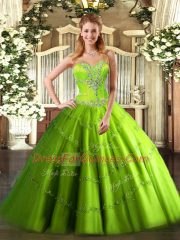 Graceful Floor Length Quinceanera Gown Tulle Sleeveless Beading