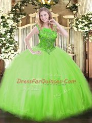 Sleeveless Tulle Zipper Quinceanera Gowns for Military Ball and Sweet 16 and Quinceanera