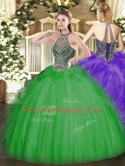 Decent Floor Length Ball Gowns Sleeveless Green 15 Quinceanera Dress Lace Up