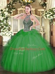 Decent Floor Length Ball Gowns Sleeveless Green 15 Quinceanera Dress Lace Up