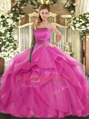 Elegant Sleeveless Ruffles Lace Up Ball Gown Prom Dress