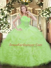 Sleeveless Organza Zipper Ball Gown Prom Dress for Military Ball and Sweet 16 and Quinceanera