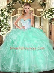 Stylish Floor Length Apple Green Quinceanera Dresses Sweetheart Sleeveless Lace Up