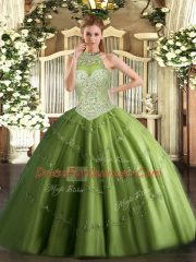 Pretty Sleeveless Lace Up Floor Length Beading and Appliques Quinceanera Dress