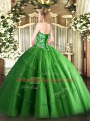 Dramatic Olive Green Sweetheart Lace Up Beading and Appliques Quinceanera Dresses Sleeveless