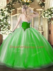 Ball Gowns Quinceanera Dresses Yellow Green Sweetheart Tulle Sleeveless Floor Length Lace Up
