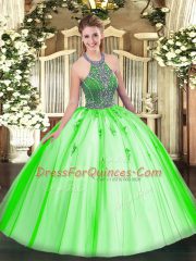 Most Popular Tulle Sleeveless Floor Length Vestidos de Quinceanera and Beading