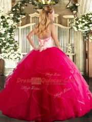 Sweetheart Sleeveless Lace Up Vestidos de Quinceanera Fuchsia Tulle