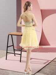 Delicate Light Yellow Sleeveless Tulle Side Zipper Prom Dresses for Prom and Party