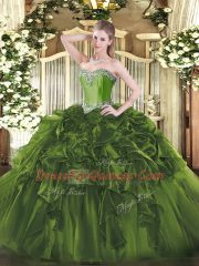 Exquisite Organza Sleeveless Floor Length Quinceanera Gowns and Beading and Ruffles