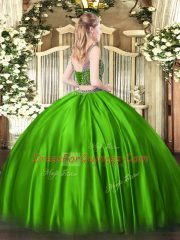 New Style Floor Length Green Sweet 16 Quinceanera Dress Scoop Sleeveless Lace Up