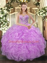 Floor Length Ball Gowns Sleeveless Lilac Ball Gown Prom Dress Lace Up